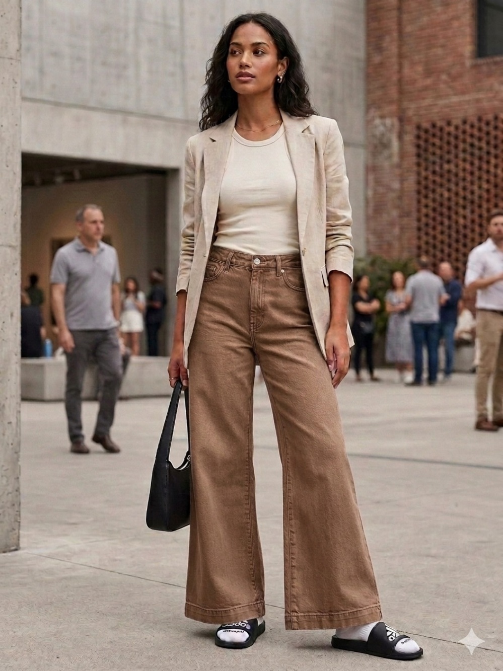 Industry Republic Clothing NWT Women’s Wide-Leg Crop Jeans in Mocha color